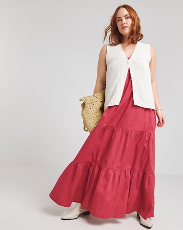 Native Youth Red Bandeau Tiered Maxi Dress