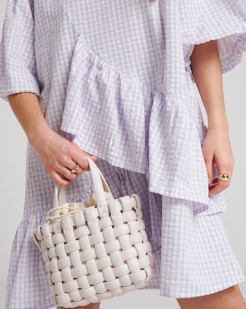 Native Youth Lilac Gingham Asymmetric Ruffle Detail Mini Dress