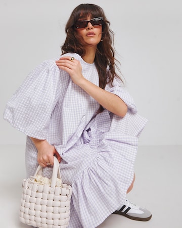 Native Youth Lilac Gingham Asymmetric Ruffle Detail Mini Dress