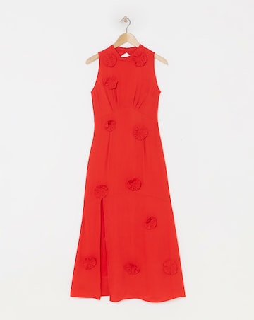 Hope & Ivy Keely Red High Neck Rose Sleeveless Maxi Dress