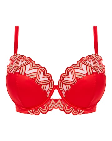 Figleaves Curve Siren Red Heart and Satin 1/2 Bra