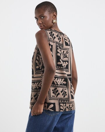 Slash Neck Linen Mix Shell Top