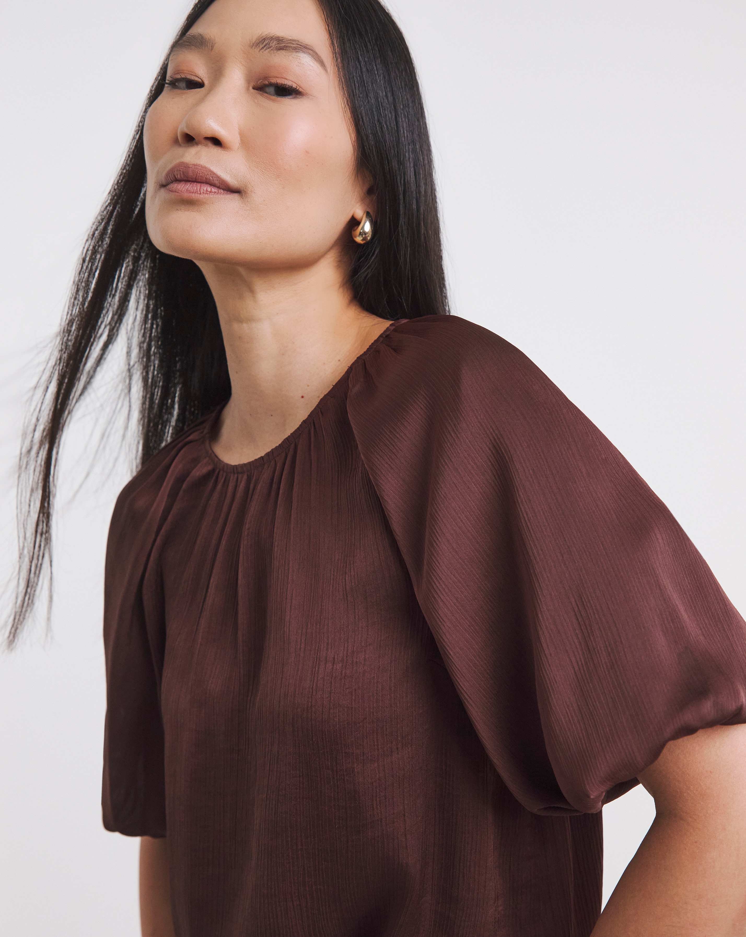 Satin Puff Sleeve Top