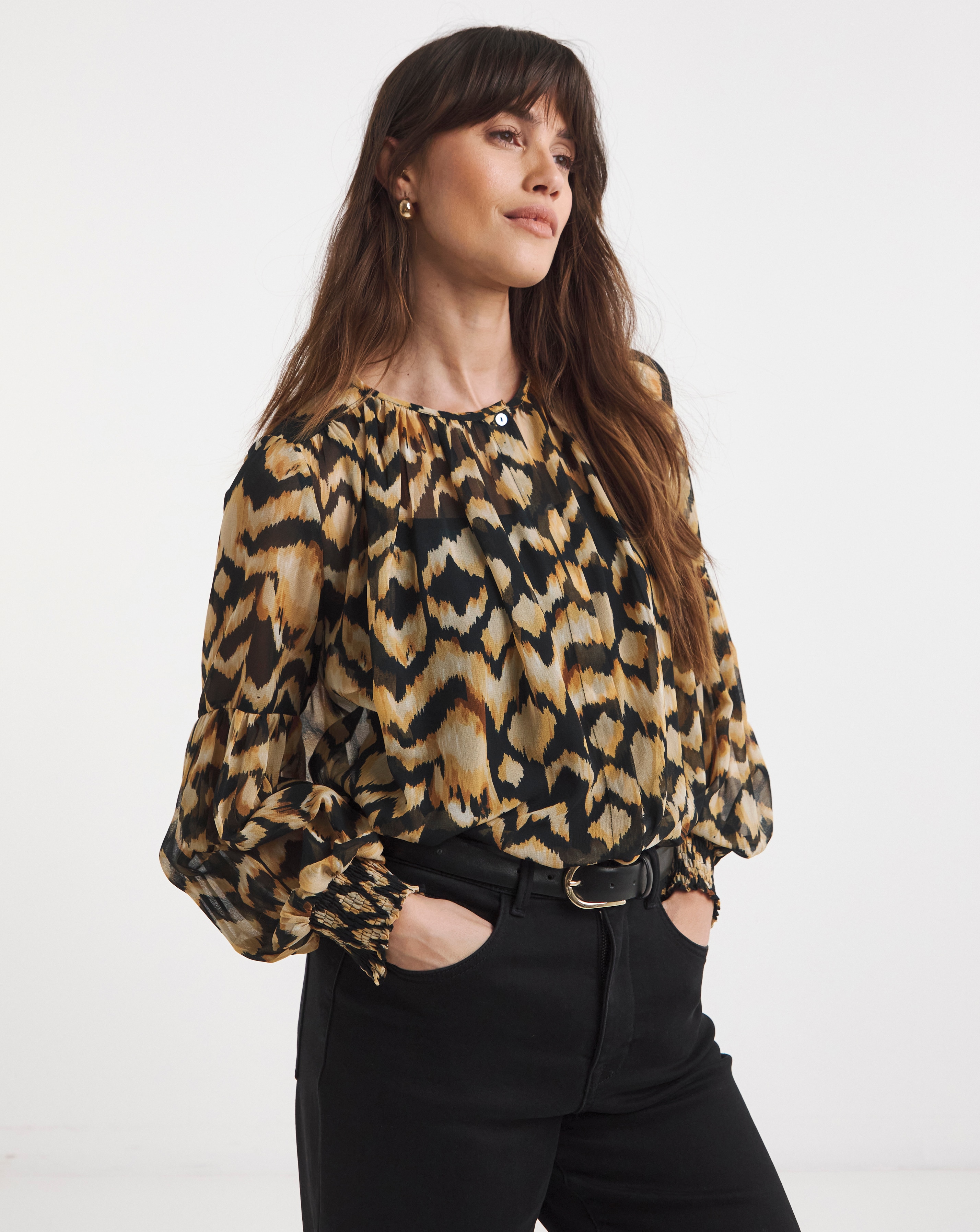 Printed Georgette Button Through Blouse