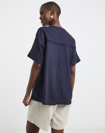 Crochet Trim Linen Mix Tunic Top