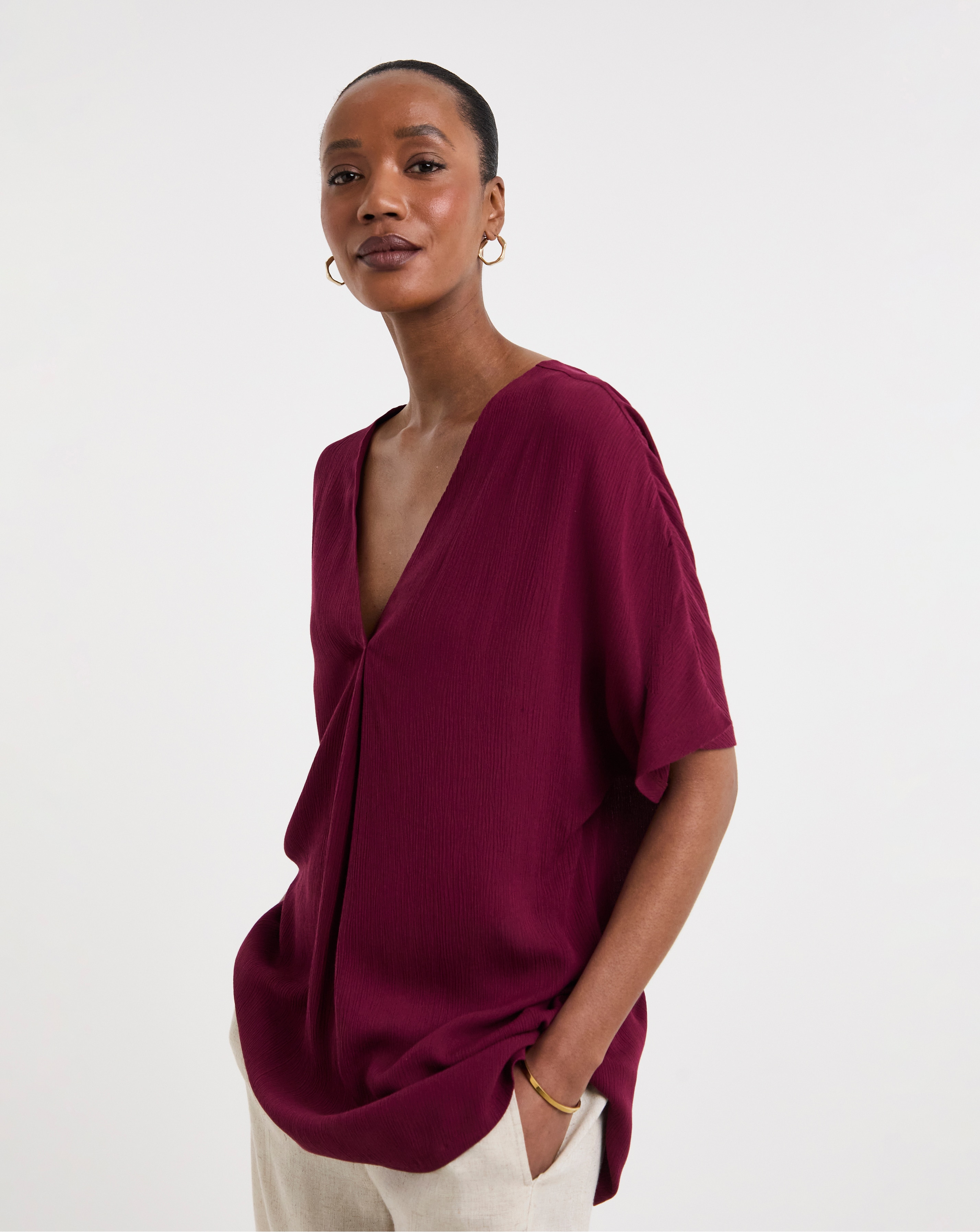 Textured Crinkle Tunic Top