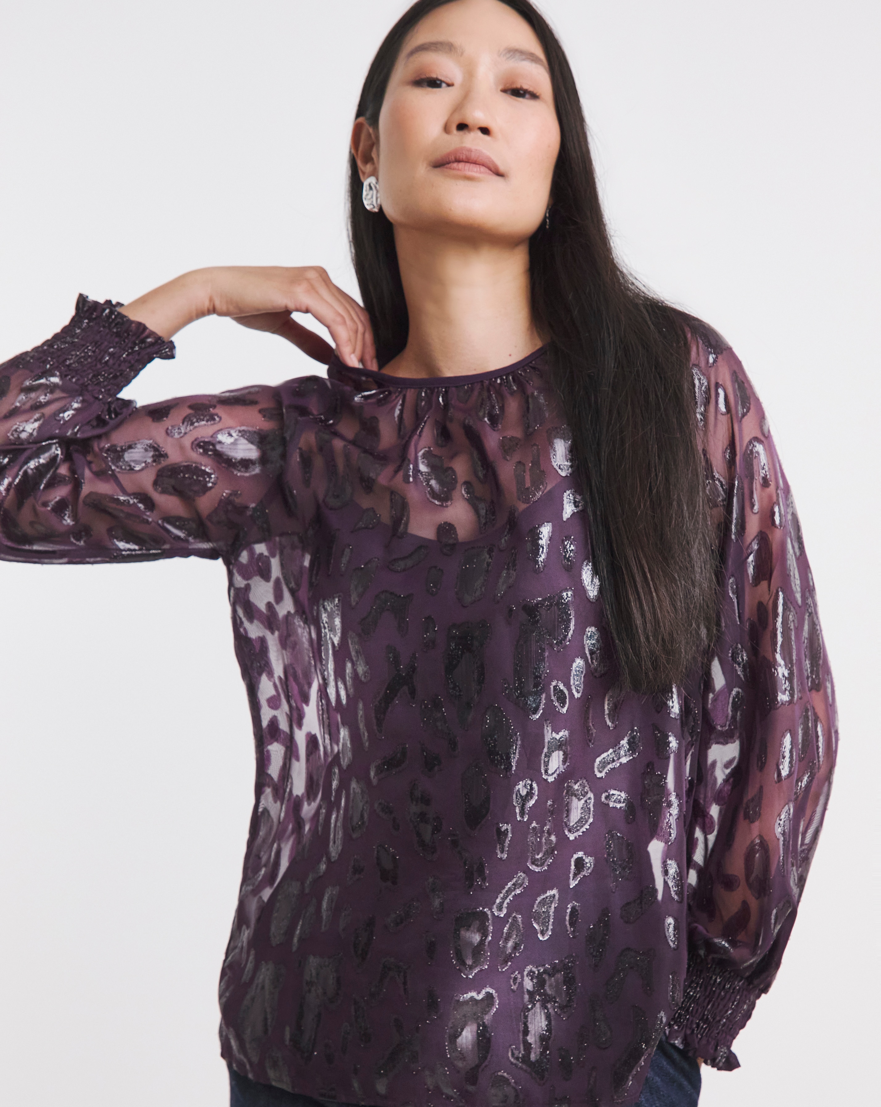 Lurex Jacquard Raglan Blouse