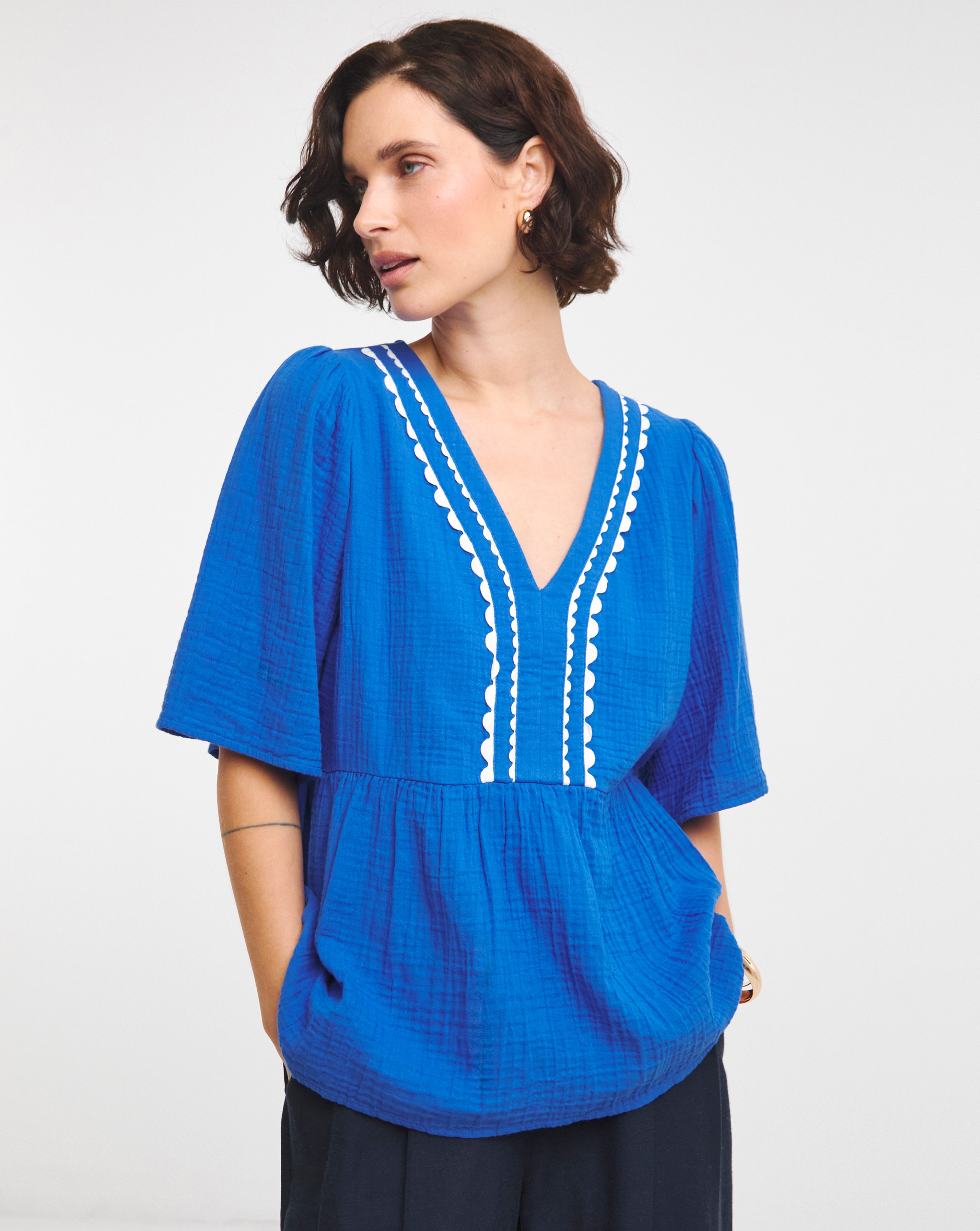 Trim Detail Smock Top