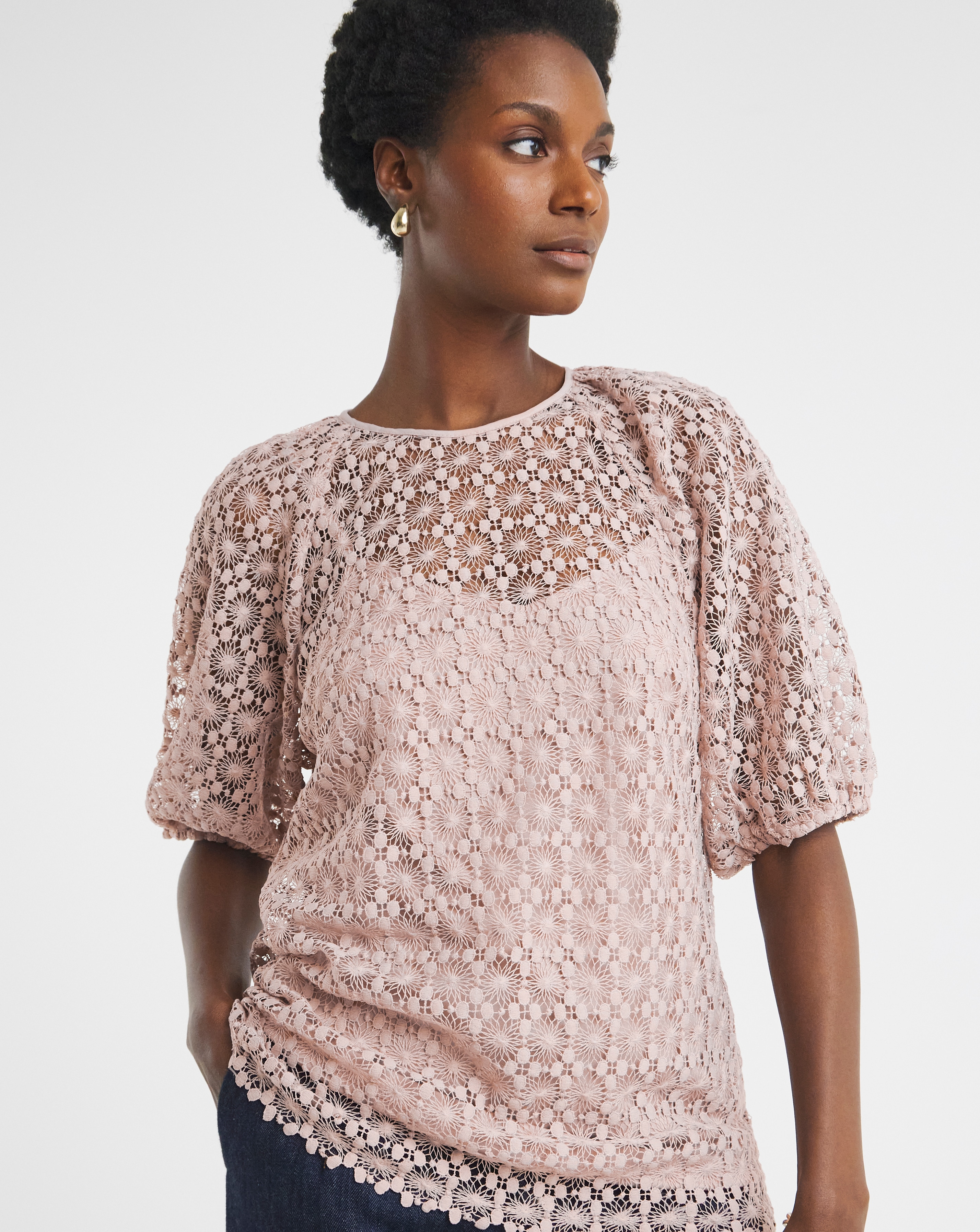 Puff Sleeve Lace Top