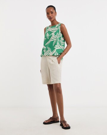 Slash Neck Linen Mix Shell Top