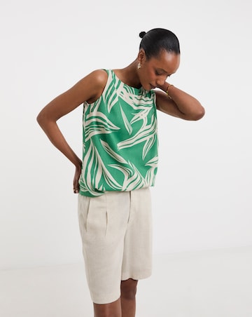 Slash Neck Linen Mix Shell Top