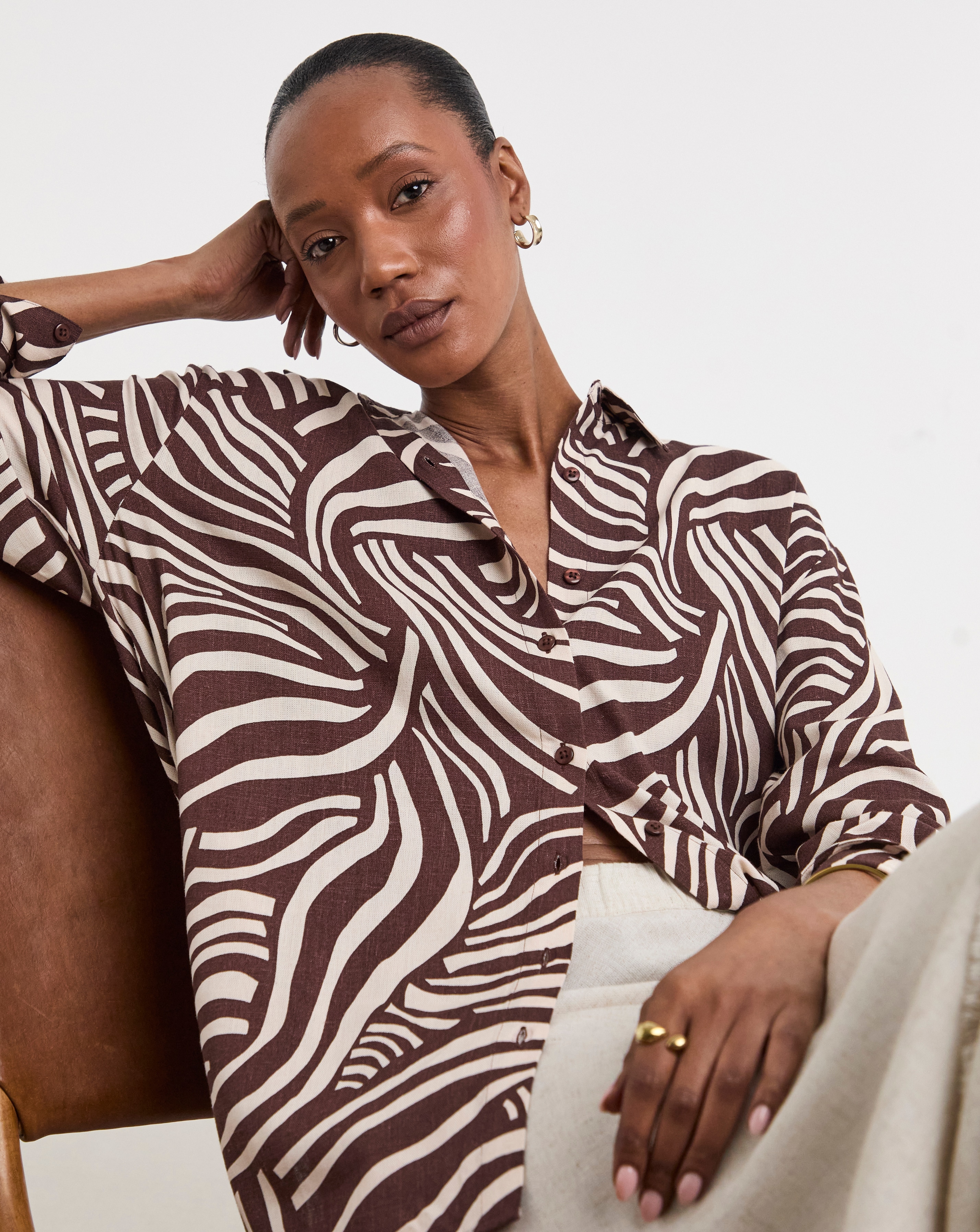 Printed Linen Mix Shirt