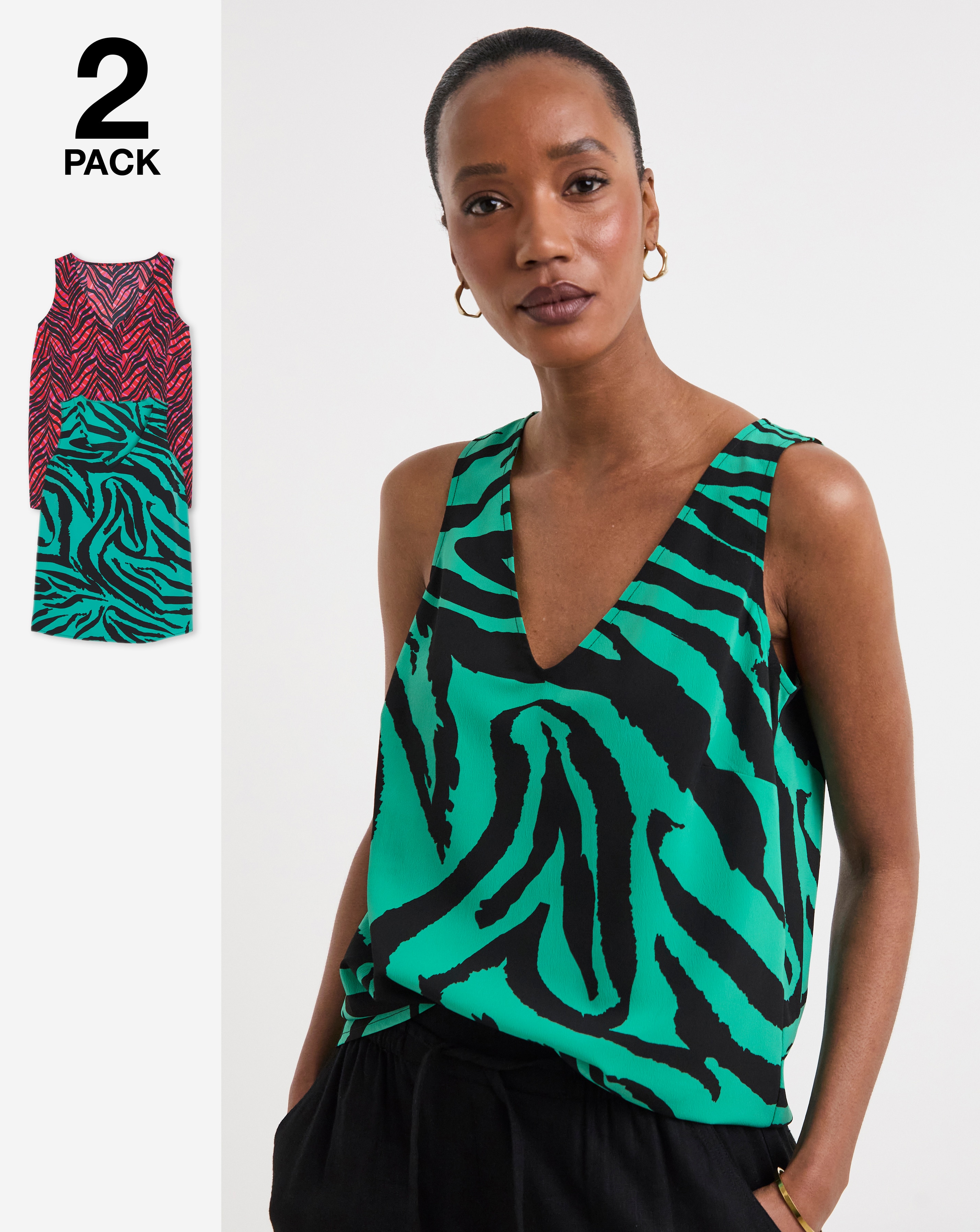 2 Pack Printed V Neck Vests