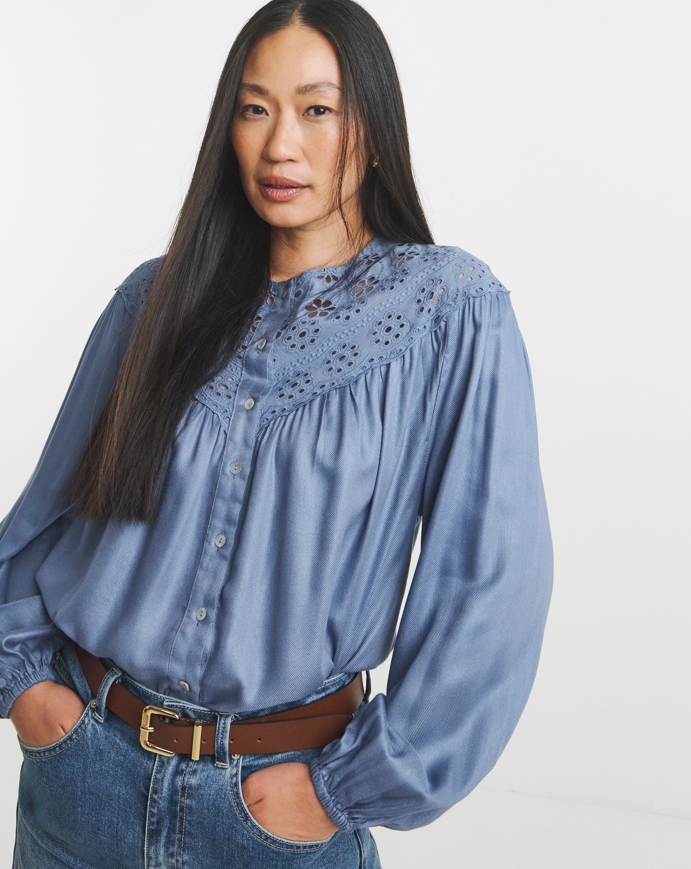 Broderie Yoke Blouse