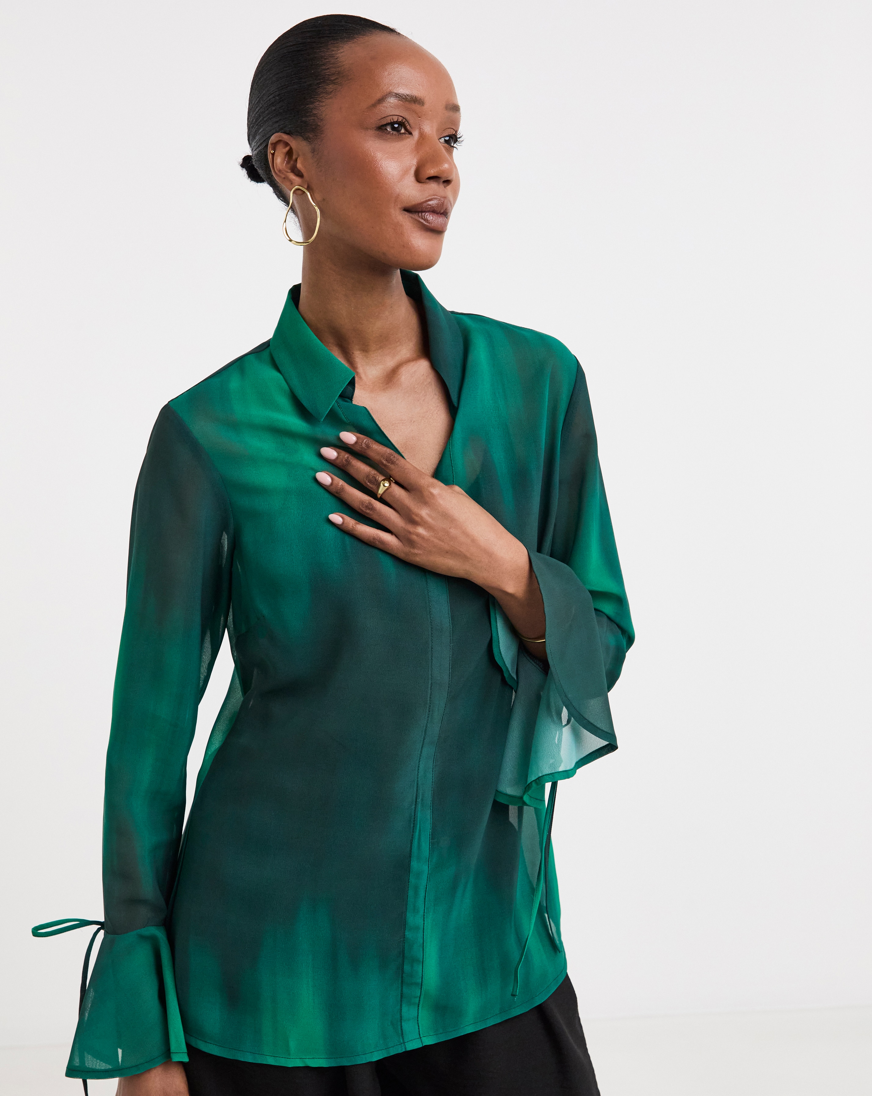 Georgette Frill Cuff Blouse