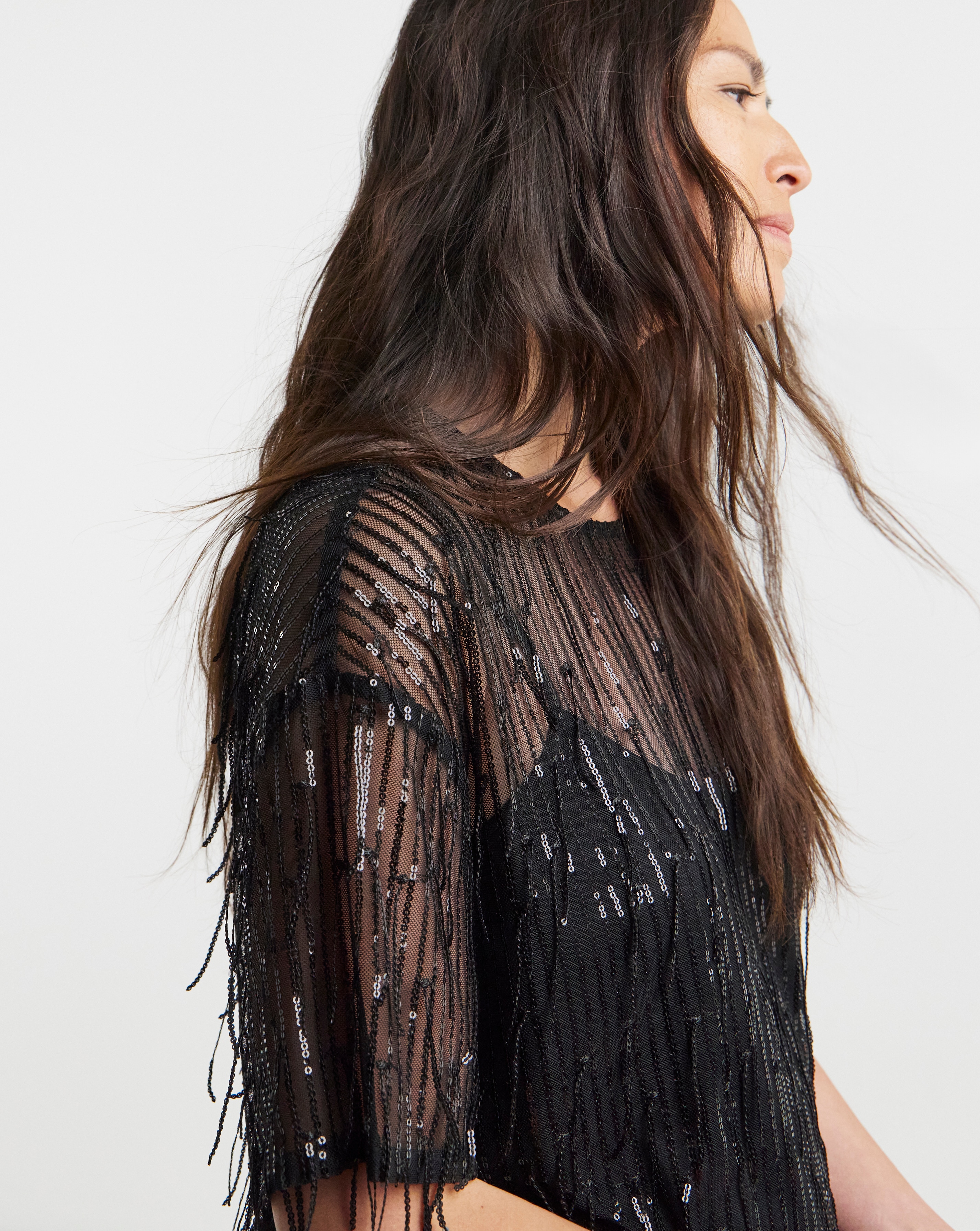 Tassel Sequin Boxy Top