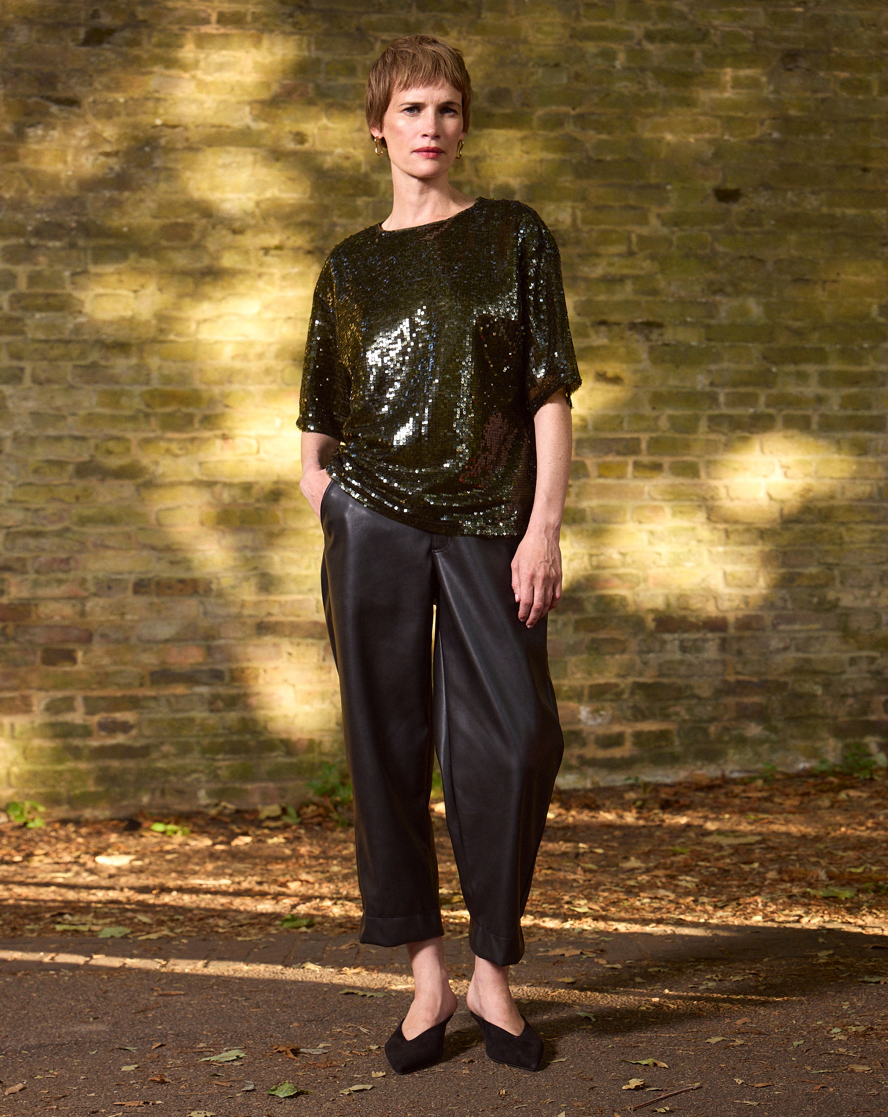 Sequin Short Sleeve Top