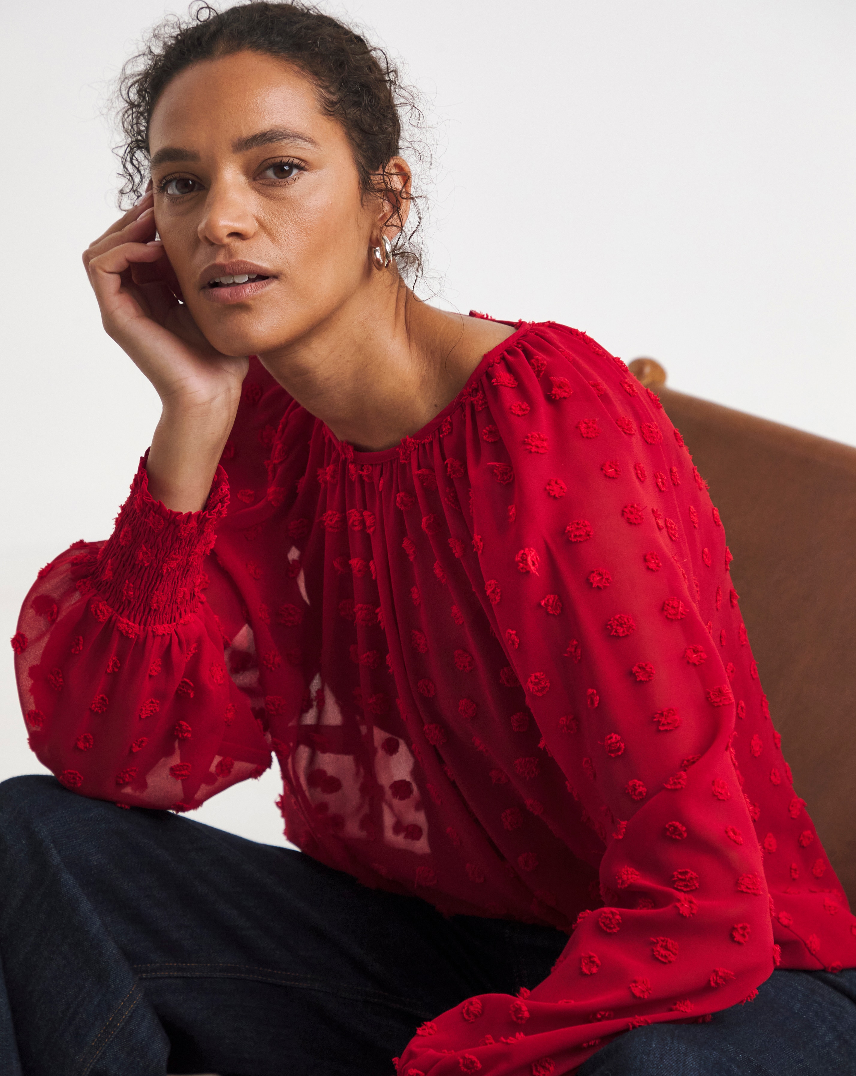 Dobby Long Sleeve Blouse