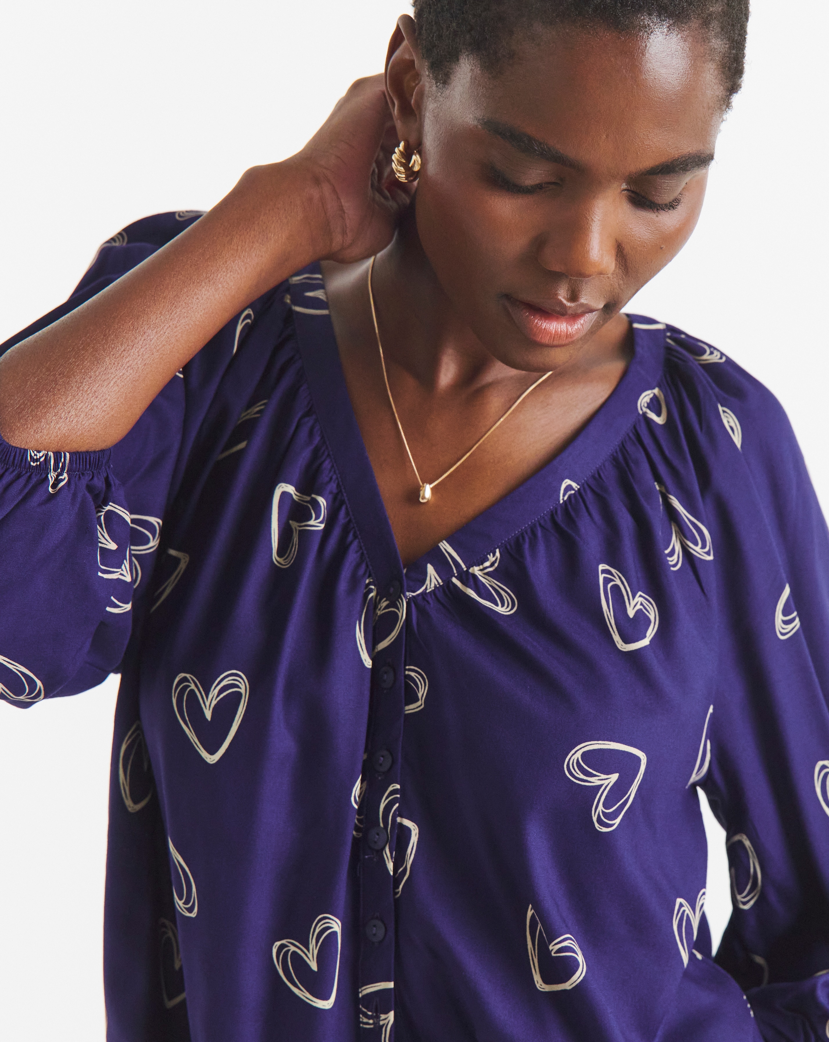 New In - Collarless Button Through Blouse