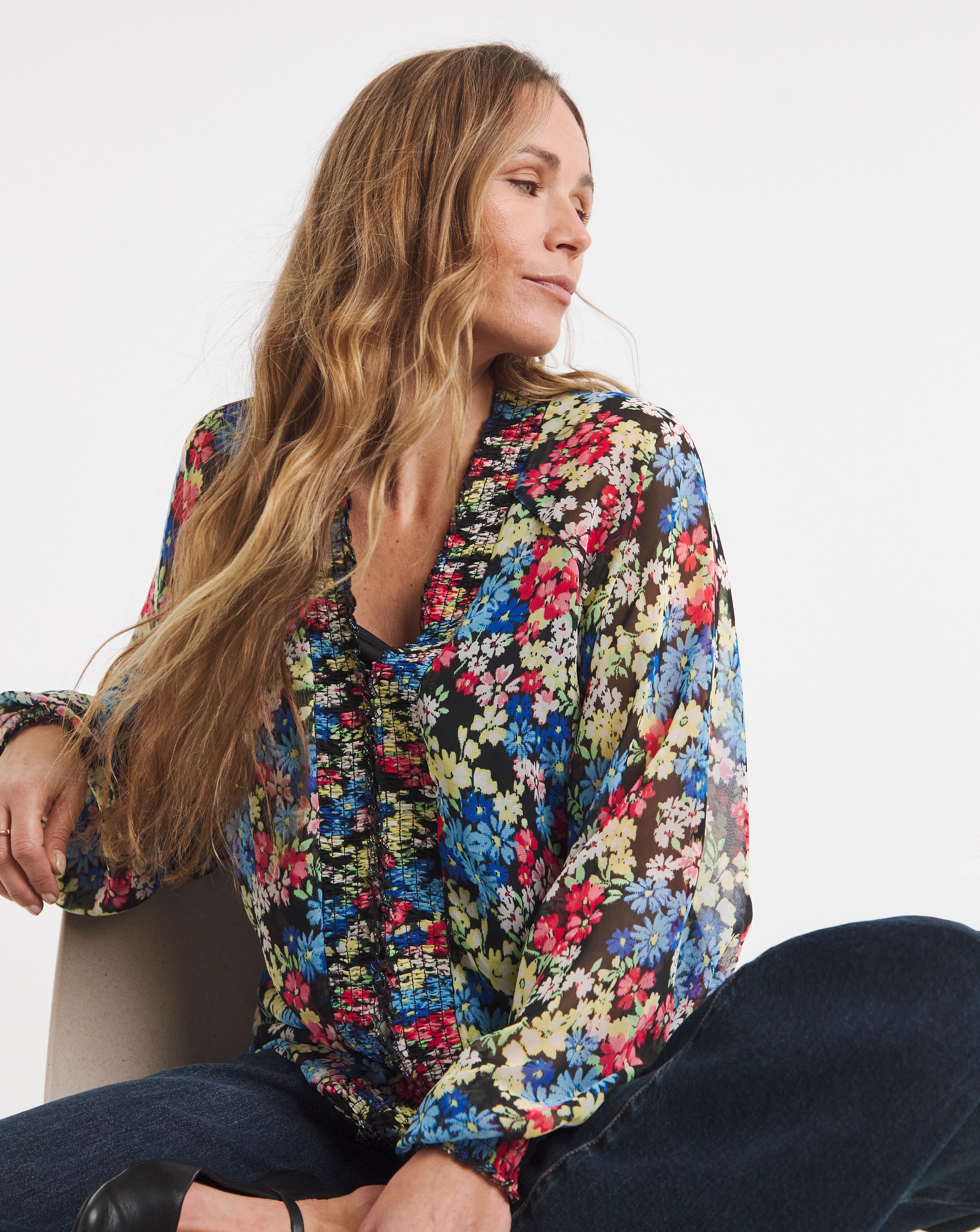 New In - Shirring Detail Georgette Blouse