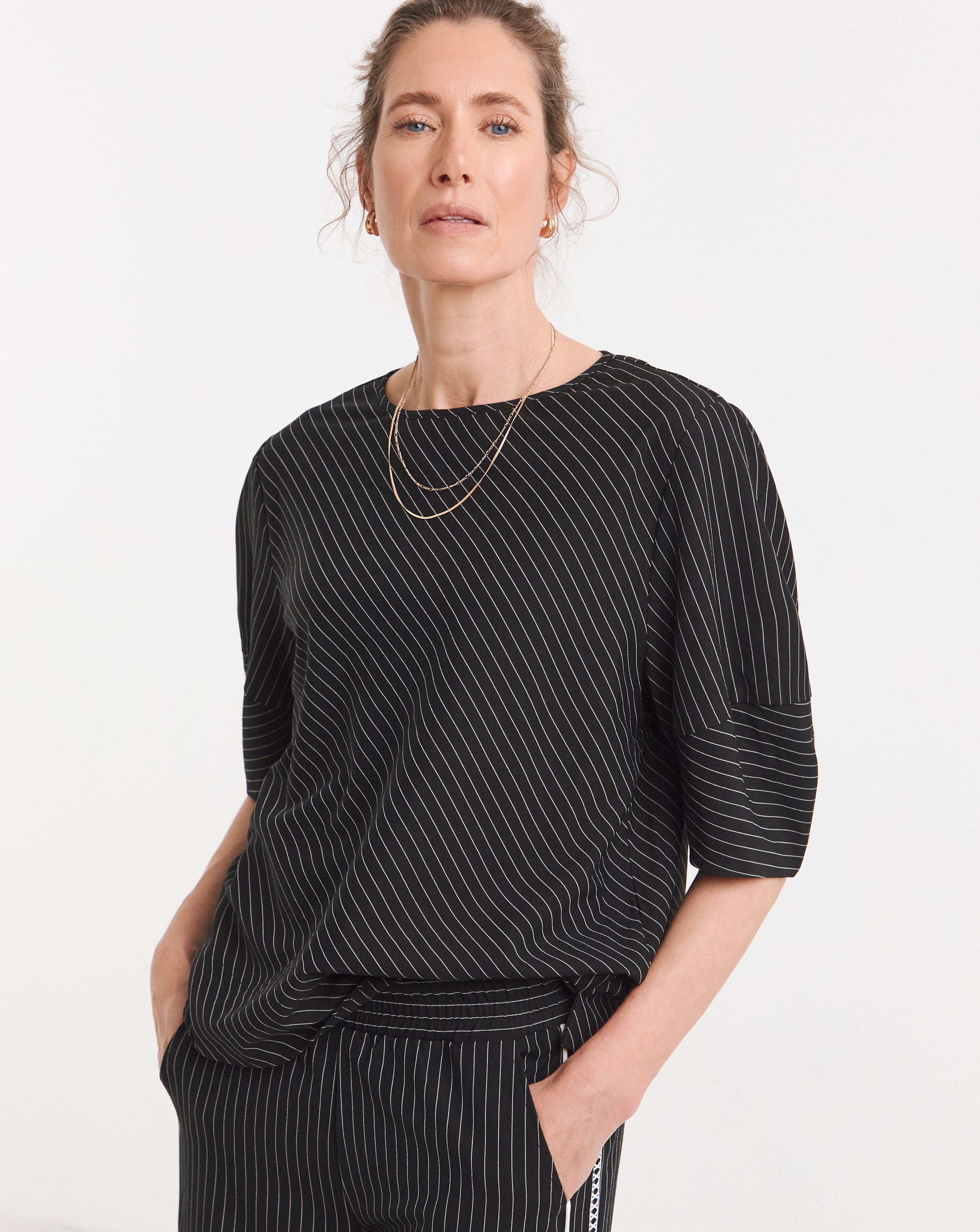 New In - Striped Structured Sleeve Top