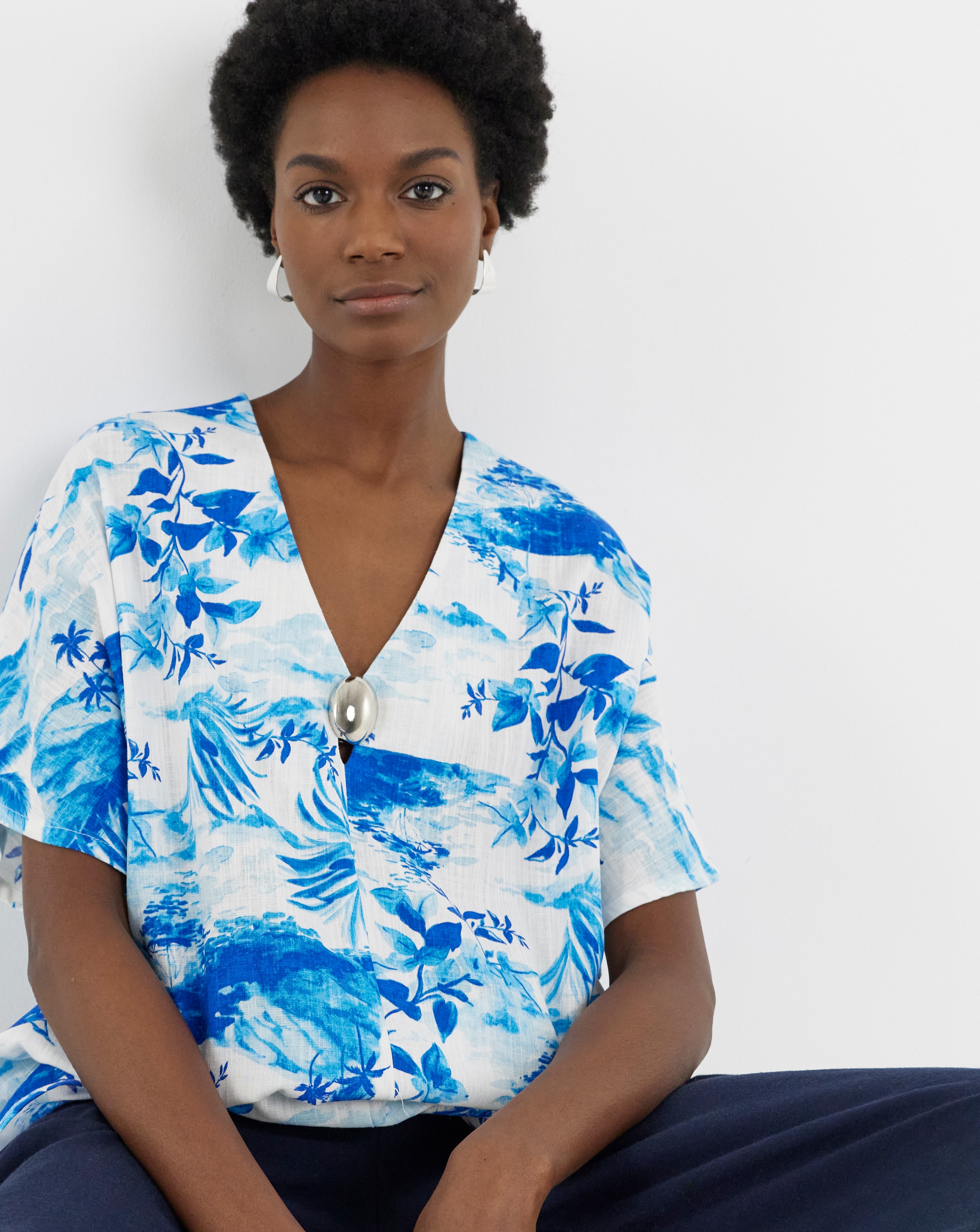 Printed Linen Mix Tunic