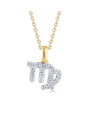 9ct Gold Diamond Virgo Pendant on 18 inch chain