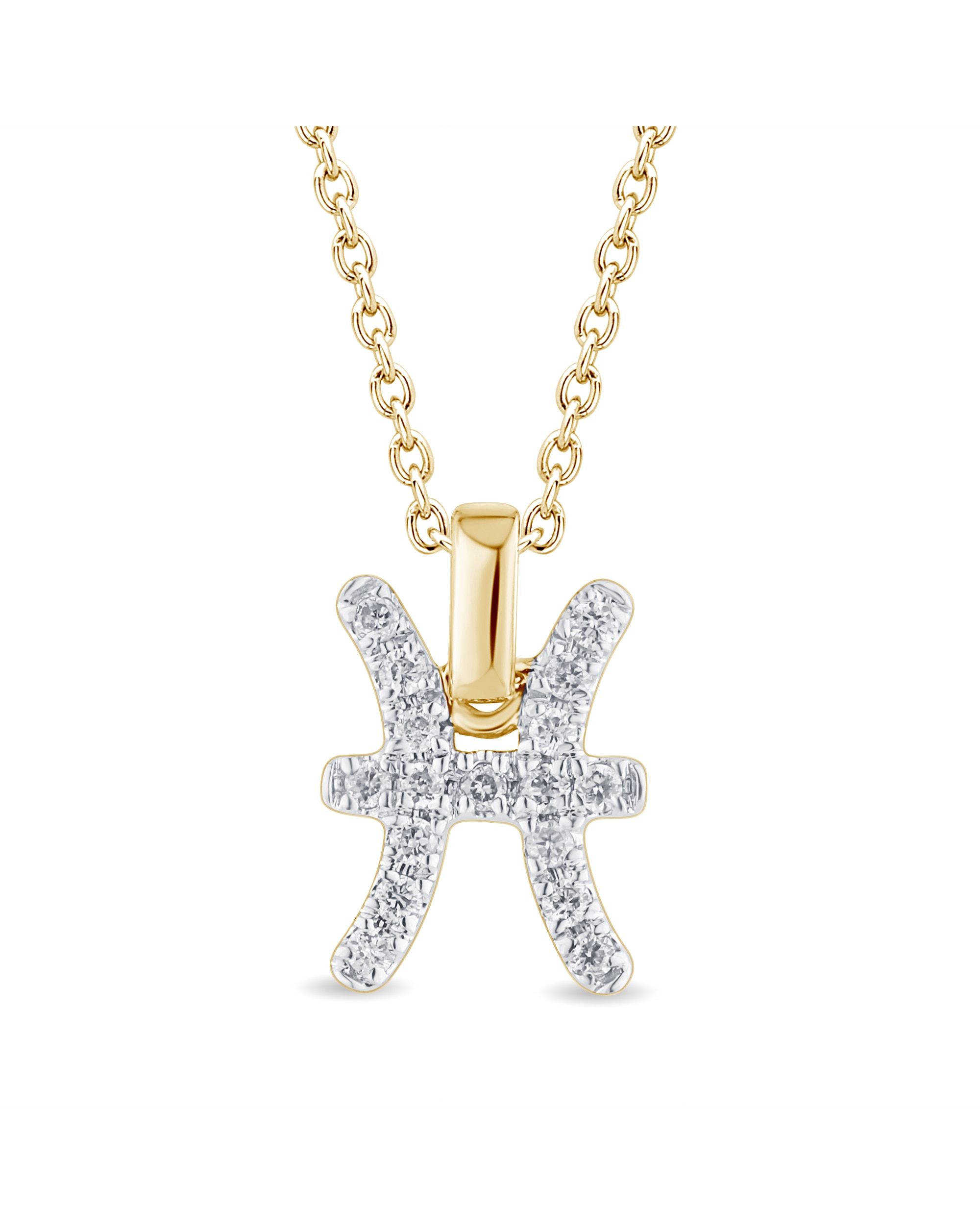 9ct Gold Diamond Pisces Pendant