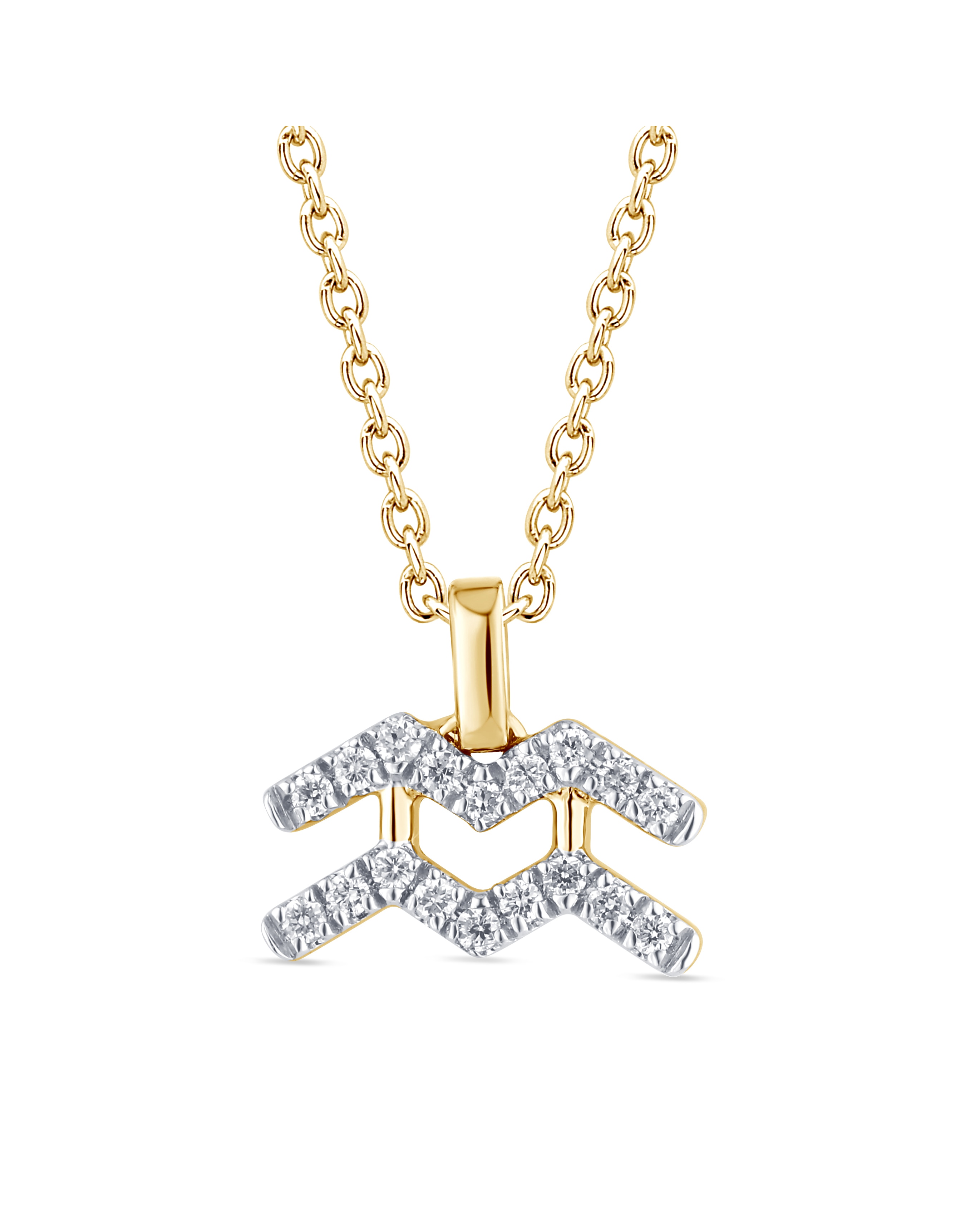 9ct Gold Diamond Aquarius Pendant