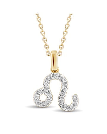 9ct Gold Diamond Leo Pendant on 18 inch chain