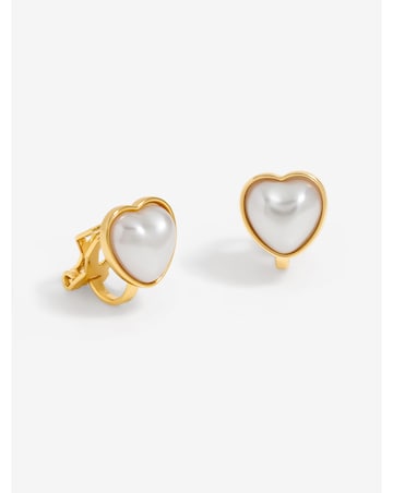 Jon Richard Gold Plated And Pearl Heart Clip Earrings