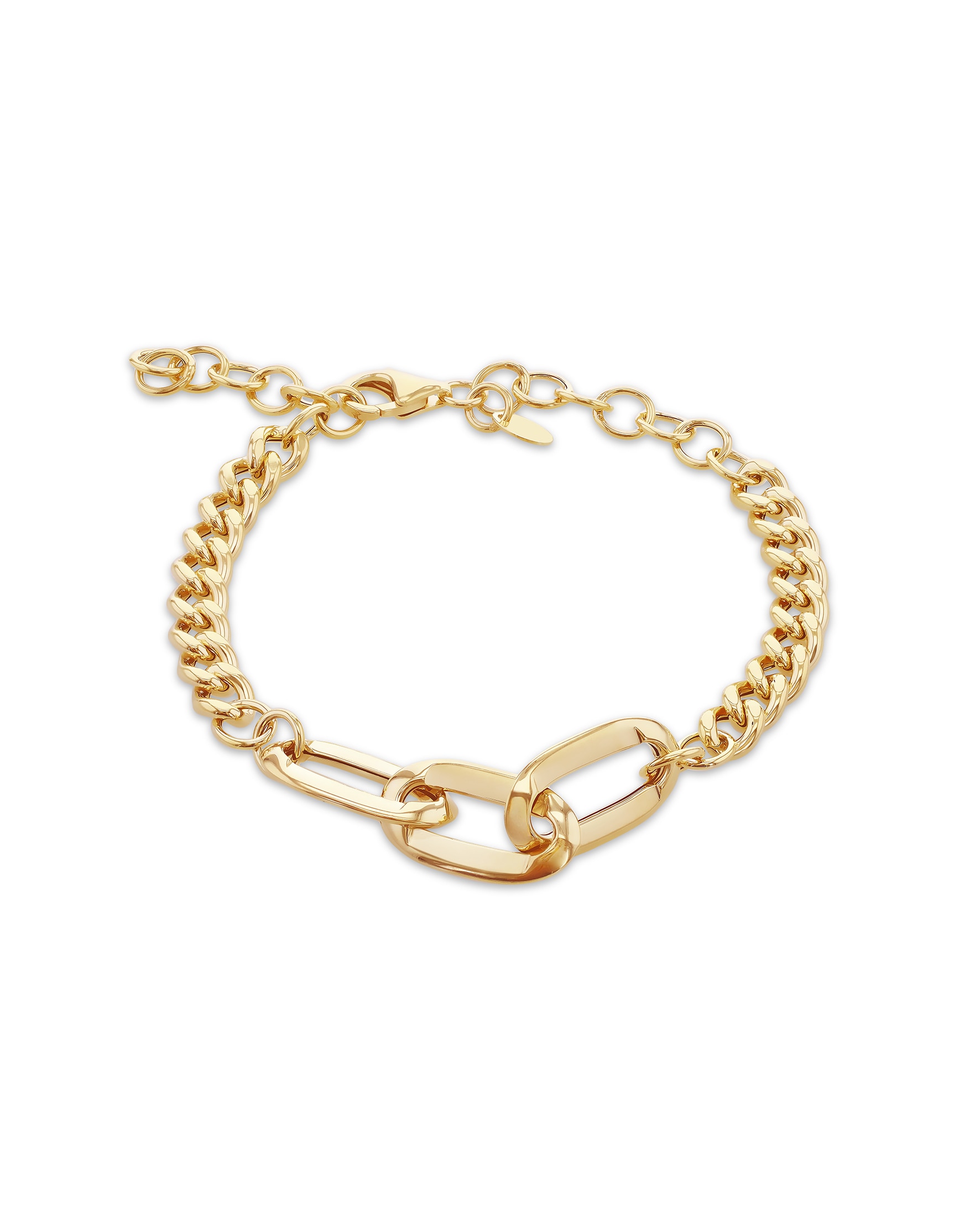 9ct Yellow Gold Curb Station Bracelet