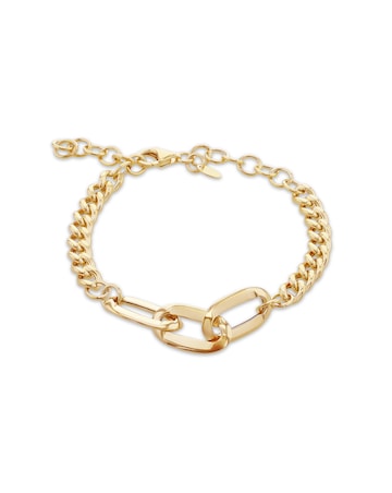 9ct Yellow Gold Curb Station Bracelet