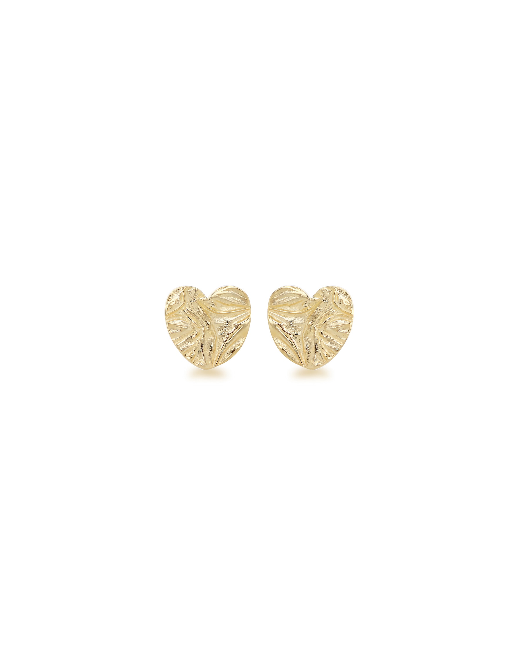 9ct Yellow Gold Textured Heart Earrings