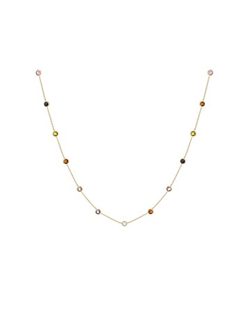 9ct Yellow Gold Multi Round CZ Necklace