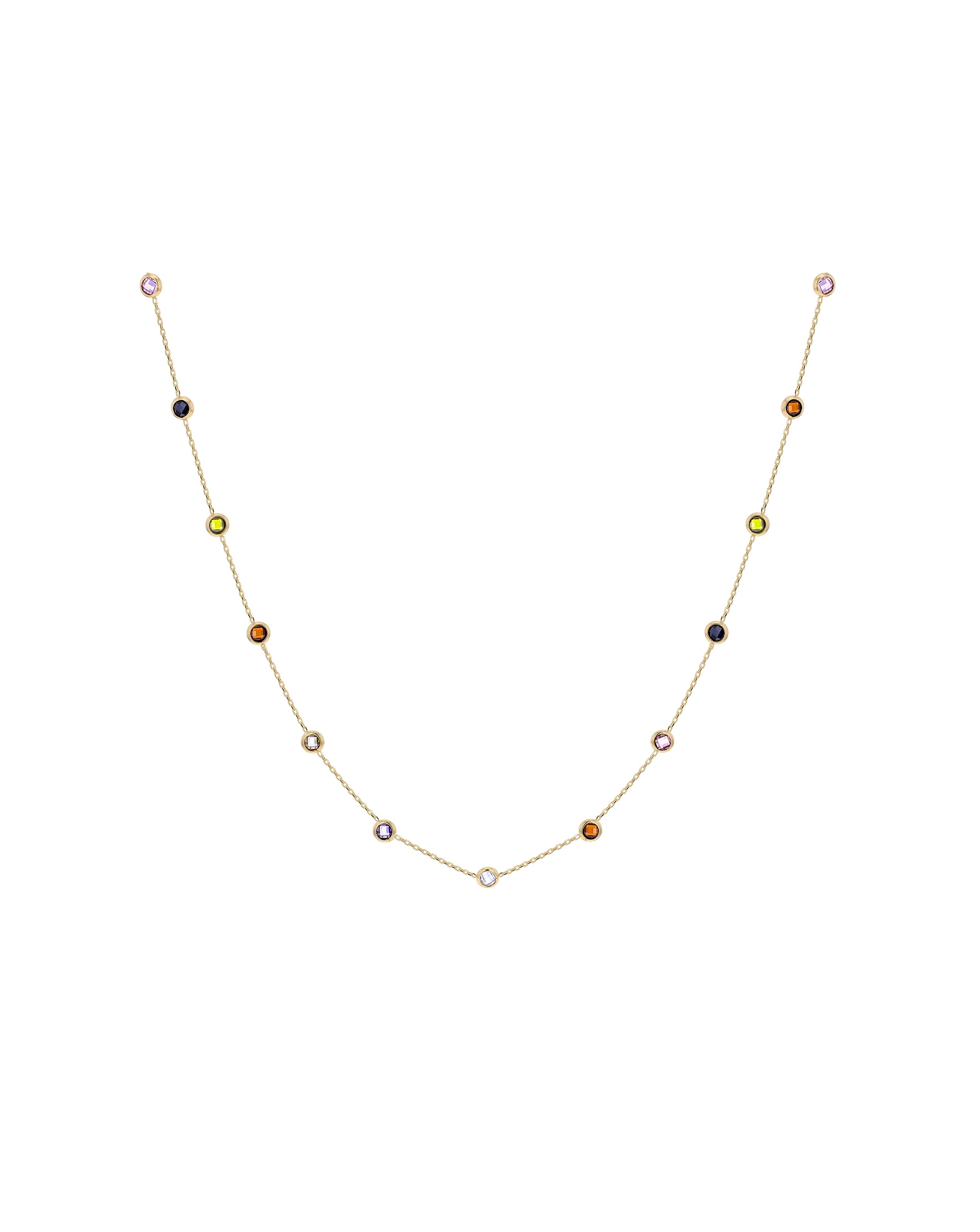 9ct Yellow Gold Multi Round CZ Necklace