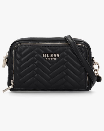 Guess Anning Quilted Black Camera Cross-Body Bag