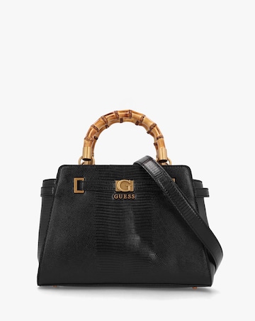 Guess Sibel Black Bamboo Top Handle Satchel Bag