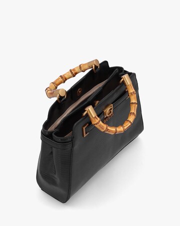 Guess Sibel Black Bamboo Top Handle Satchel Bag