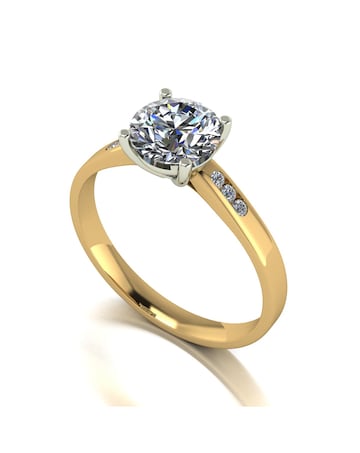 9ct Yellow Gold 1.35ct eq total Moissanite Solitaire Ring