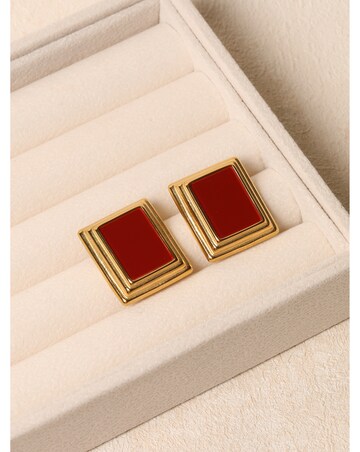 Jon Richard Gold Plated And Red Enamel Earrings