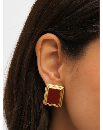 Jon Richard Gold Plated And Red Enamel Earrings