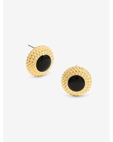 Jon Richard Gold Plated And Jet Enamel Round Earrings