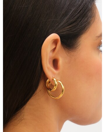 Jon Richard Gold Plated Stainless Steel Small Flat Surface Hoop Earrings