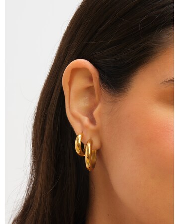 Jon Richard Gold Plated Stainless Steel Small Flat Surface Hoop Earrings