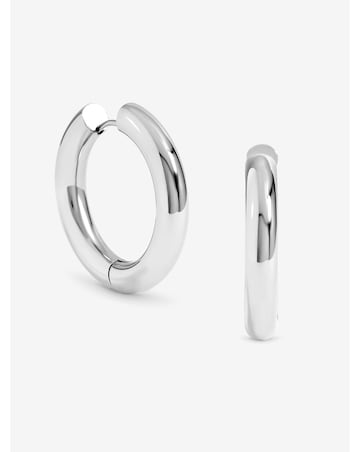 Jon Richard Sterling Silver Plated Stainless Steel Large Chubby Hoop Earrings