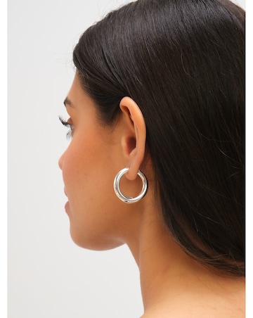 Jon Richard Sterling Silver Plated Stainless Steel Large Chubby Hoop Earrings