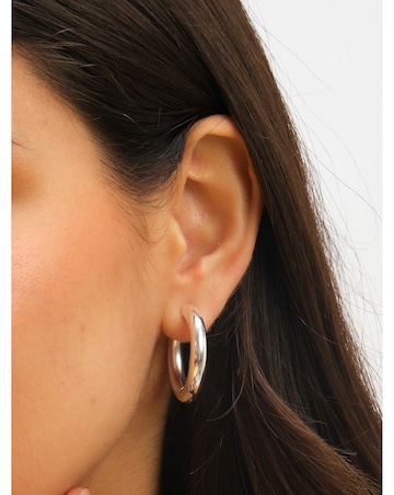 Jon Richard Sterling Silver Plated Stainless Steel Large Chubby Hoop Earrings