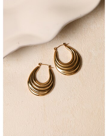 Jon Richard Gold Plated Ridge Hoop Earrings