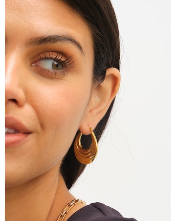 Jon Richard Gold Plated Ridge Hoop Earrings